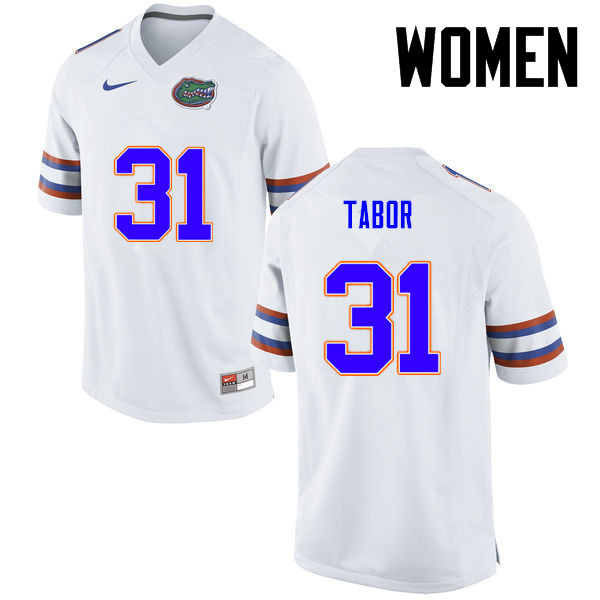 Women Florida Gators #31 Teez Tabor College Football Jerseys-White
